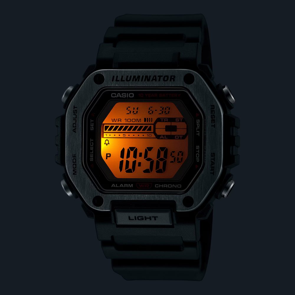 CASIO MWD-110H Series Men’s Digital Watch – Bold Display, LED Light, 100M Water Resistance, Sport Utility Design