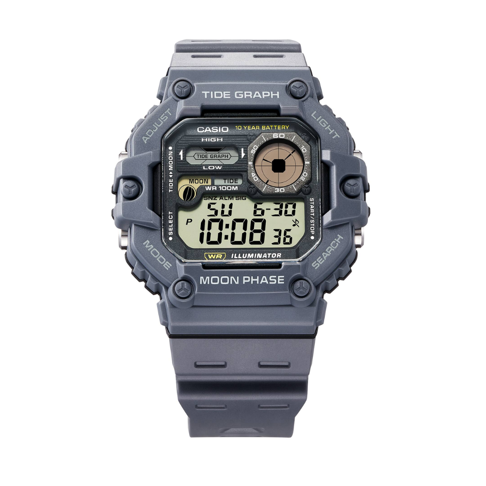 CASIO WS-1700H Series Digital Sports Watch – 10-Year Battery, Tide Graph, Moon Phase, World Time, LED Backlight, 100M Water Resistance, Stopwatch & Alarm – Outdoor Men's Watch