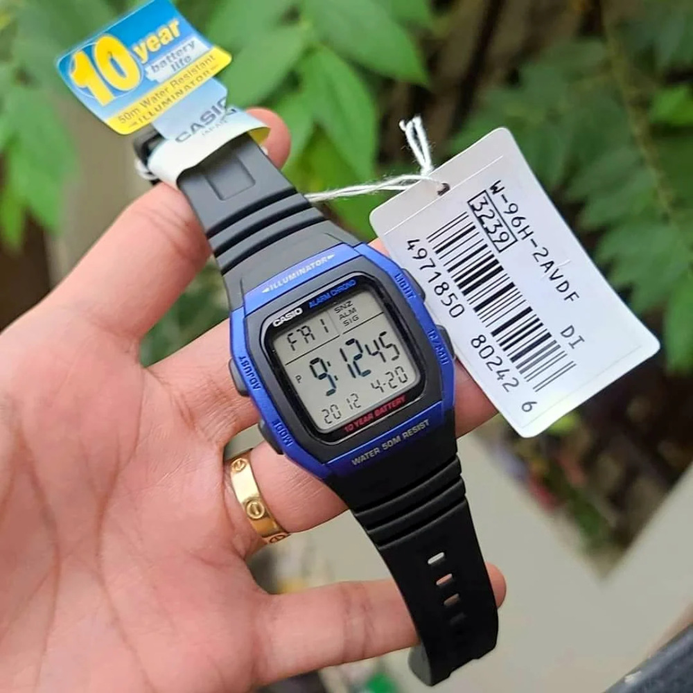 CASIO W-96H Series Standard Digital Watch – 10-Year Battery, Dual Time, LED Backlight, Stopwatch, Alarm, Full Auto Calendar, 50M Water Resistance – Men’s Classic Sports Digital Watch