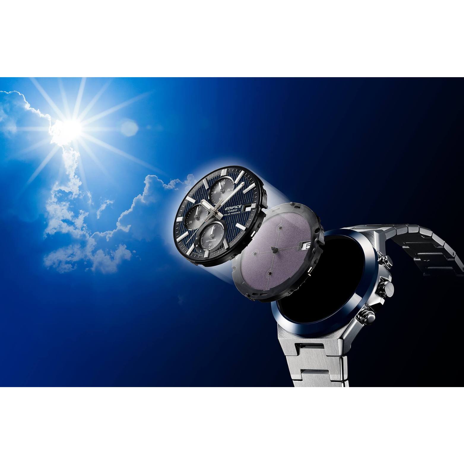 CASIO EDIFICE EFS-S650D-2ADF MODEL CERAMIC BEZEL SOLAR POWERED CHRONOGRAPH WATCHES