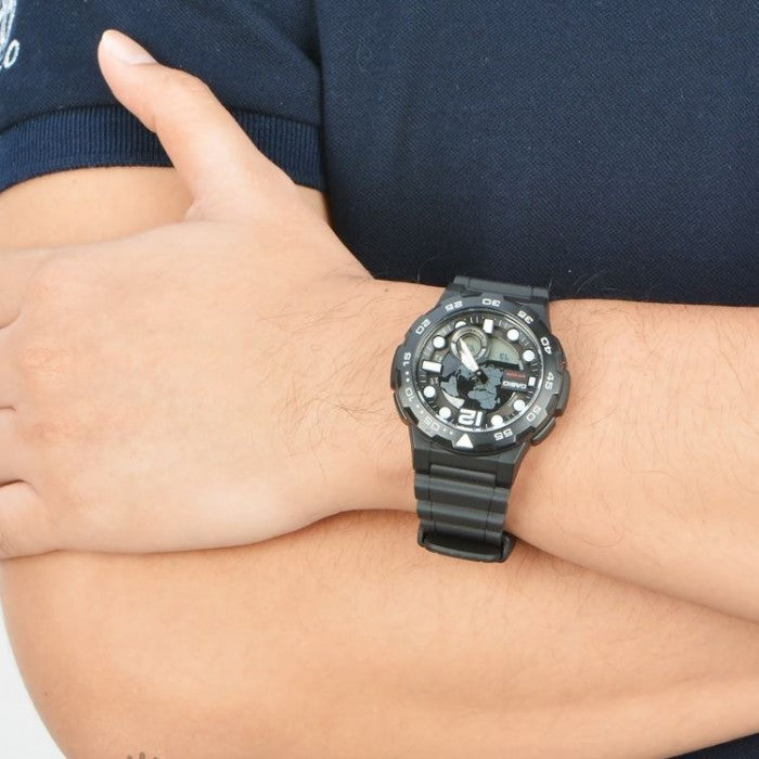CASIO AEQ-100W-1AVDF MODEL ANALOG-DIGITAL COMBINATION WATCHES