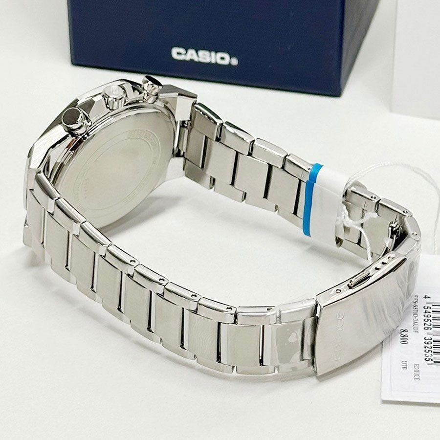 CASIO EDIFICE EFS-S570D-3AUDF Solar Powered Chronograph Watch for Men with Stainless Steel Band and Green Dial Silver