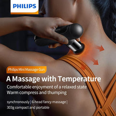 PHILIPS Mini Massage Gun PPM3103G – Portable Deep Tissue Percussion Massager for Muscle Relief & Recovery, USB-C Rechargeable, Quiet & Compact