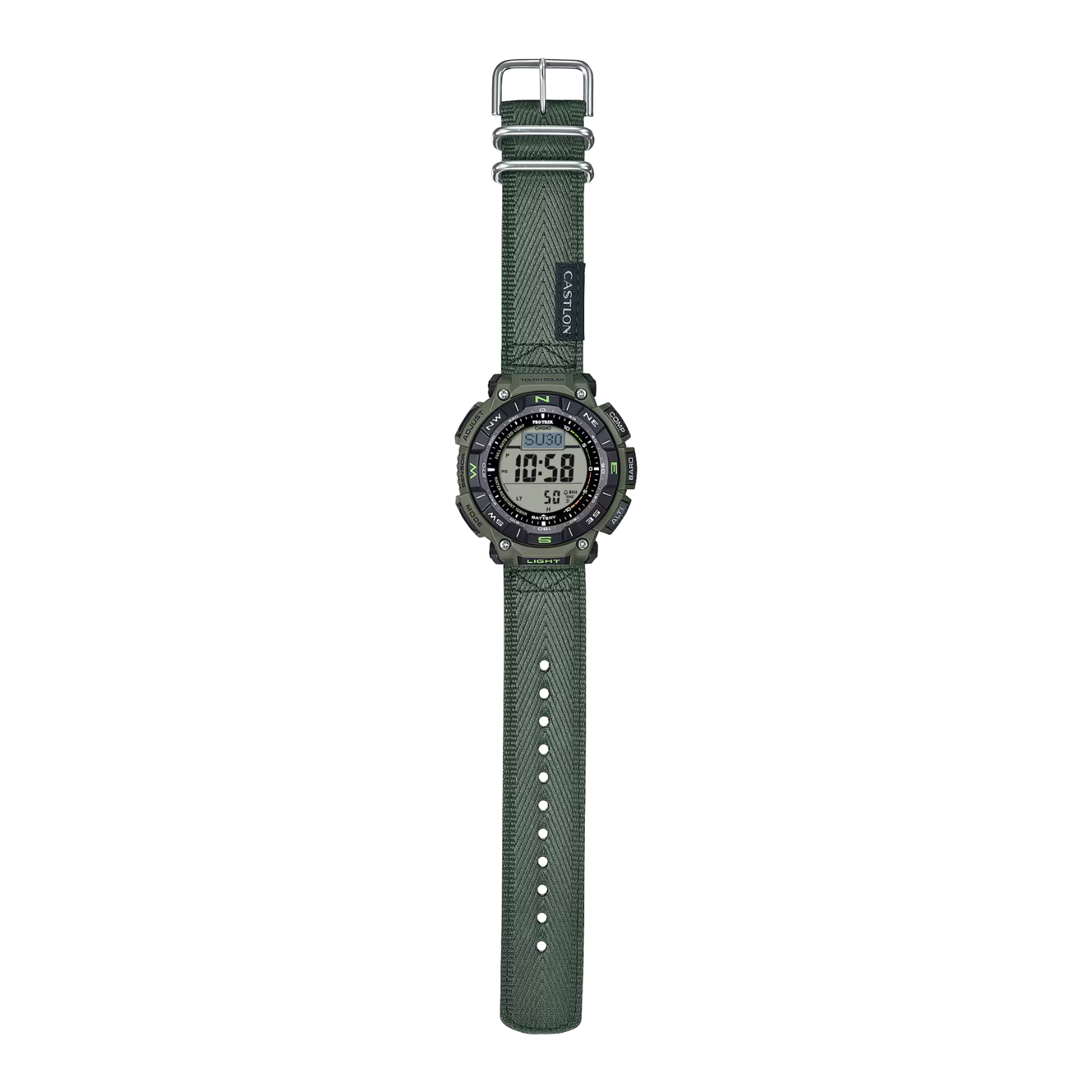 CASIO PROTREK PRG-340B-3DR Solar Powered Men’s Watch, Triple Sensor, 200M Water Resistant, Green Resin Strap