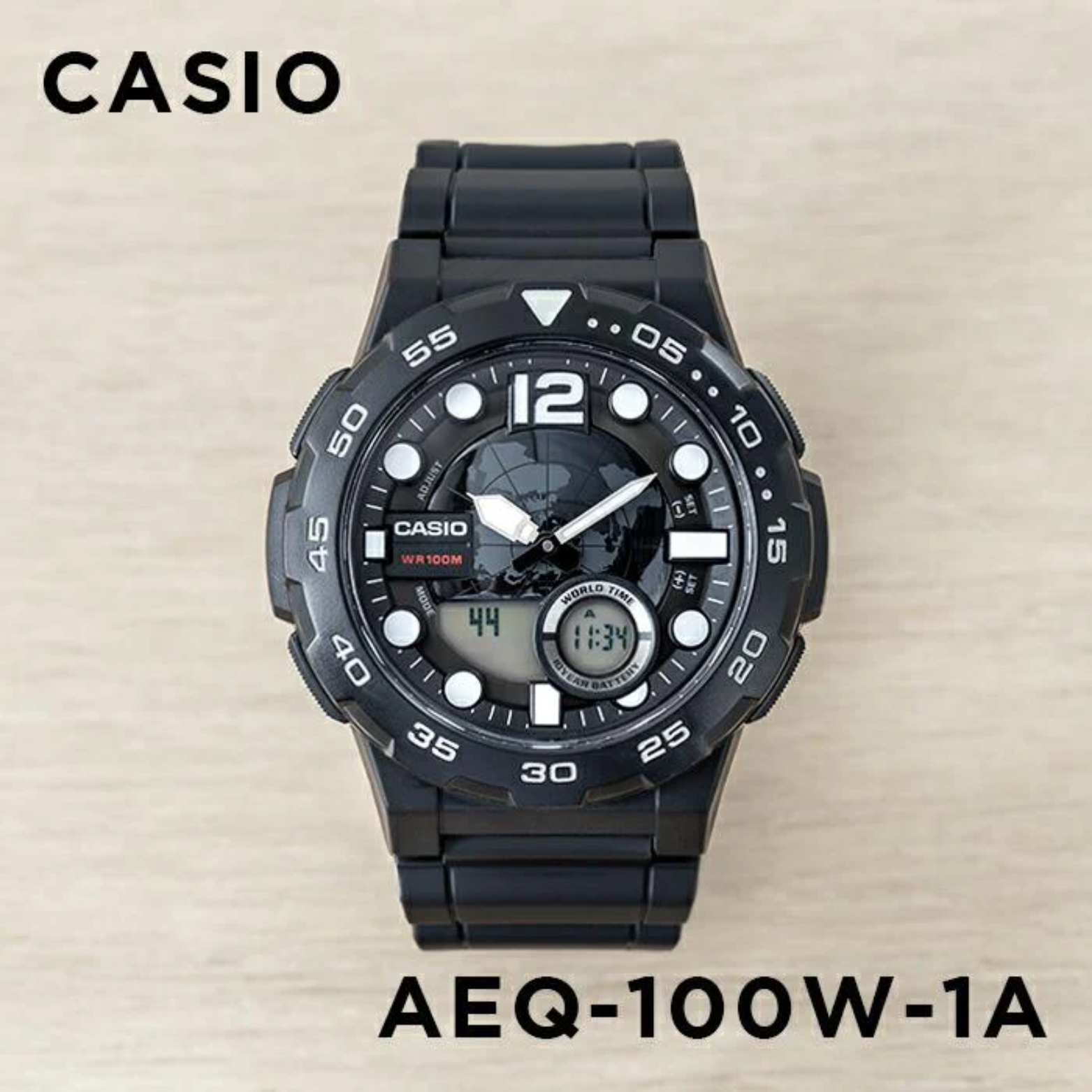 CASIO AEQ-100W-1AVDF MODEL ANALOG-DIGITAL COMBINATION WATCHES