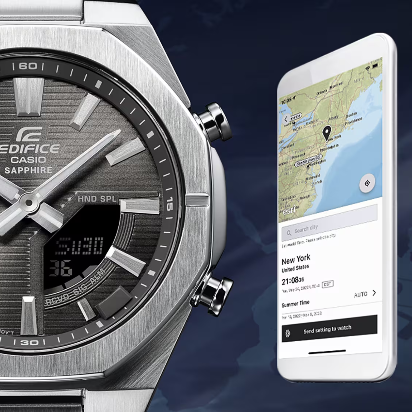 CASIO EDIFICE ECB-S10DB-1ADF Bluetooth Chronograph Watch for Men with Black Ion Plated Stainless Steel Band and Black Dial
