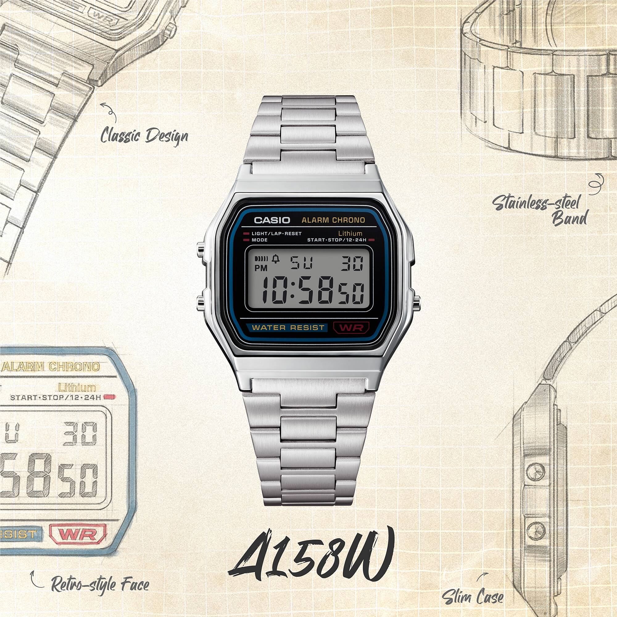 CASIO A158WA-1DF VINTAGE MODEL UNISEX WATCHES