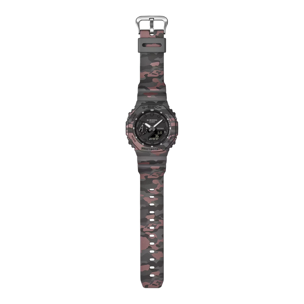 CASIO G-SHOCK GA-2100CM-8ADR Analog Digital Men's Watch Grey Camouflage Resin Strap 200M Water Resistant
