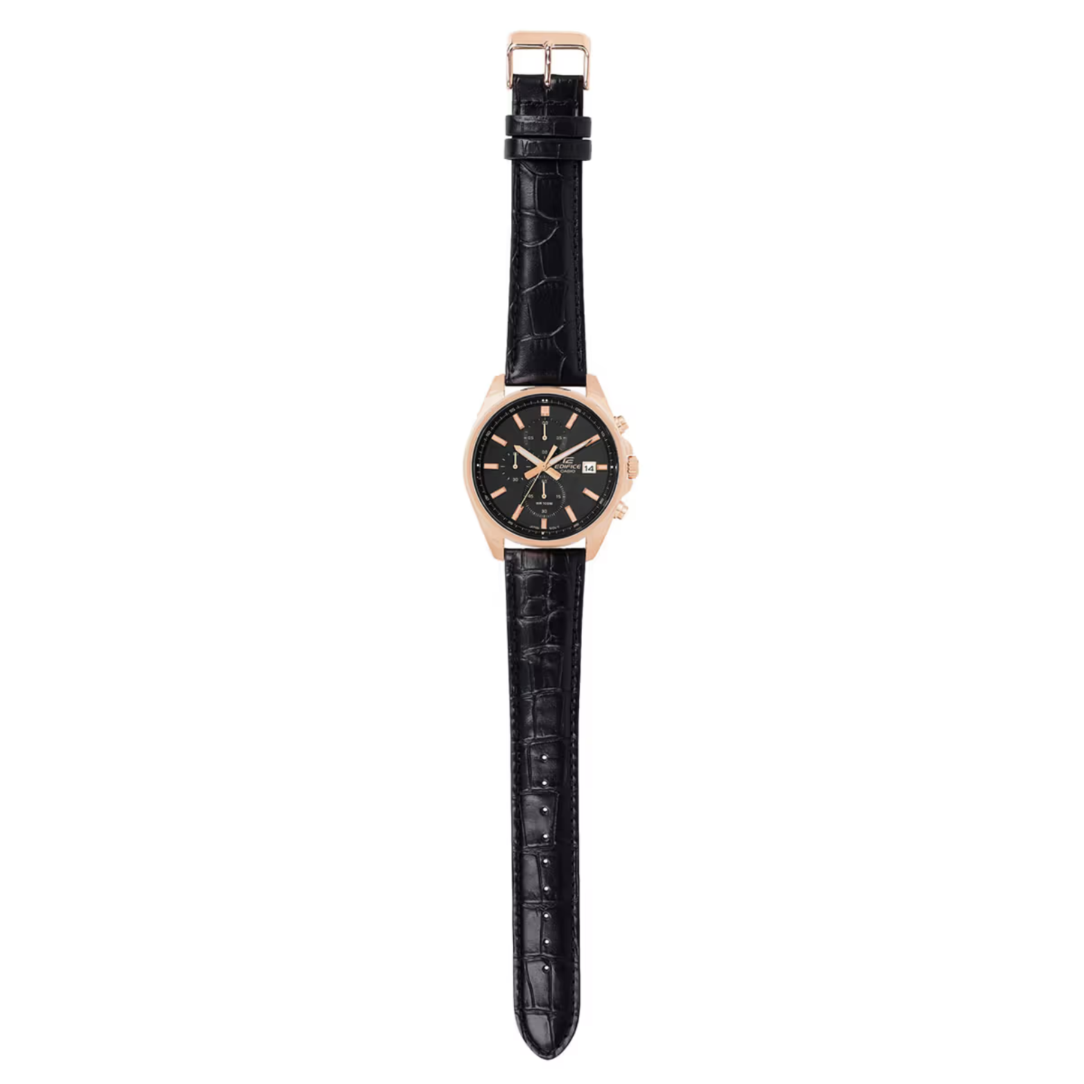CASIO EDIFICE EFV-610ECL-1AUDF Men’s Chronograph – Black Dial, Genuine Leather Strap, Quartz, Date, Mineral Glass, 100M Water Resistant Stainless Steel Watch