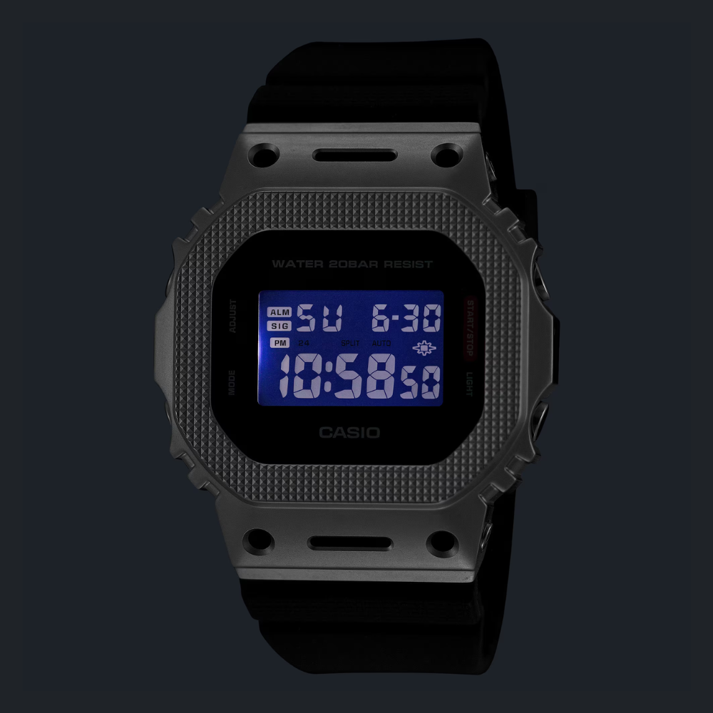 CASIO G-SHOCK GM-5600BM-1DR Digital Men's Watch Black Ion Plated Metal Bezel Resin Strap 200M Water Resistant