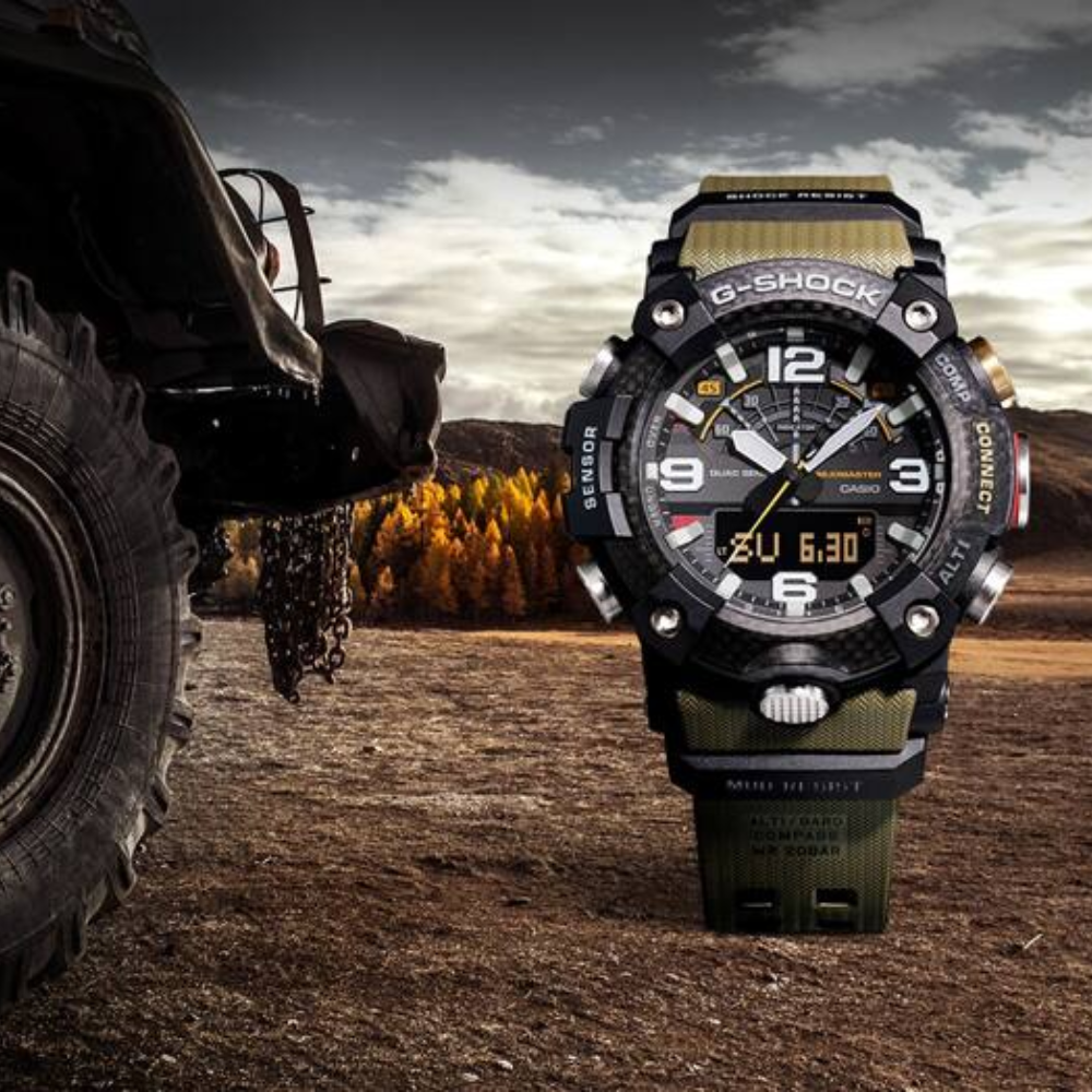 CASIO G-SHOCK MUDMASTER GG-B100-1A3 MASTER OF G Men's Watch – Bluetooth, Quad Sensor, Carbon Core Guard, Shock & Mud Resistant, 200M Water Resistant, Green