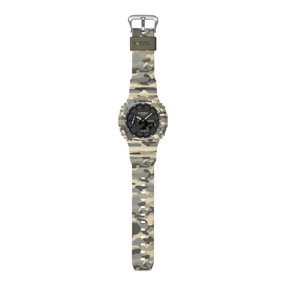 CASIO G-SHOCK GA-2100CM-5ADR Analog Digital Men's Watch Brown Camouflage Resin Strap 200M Water Resistant