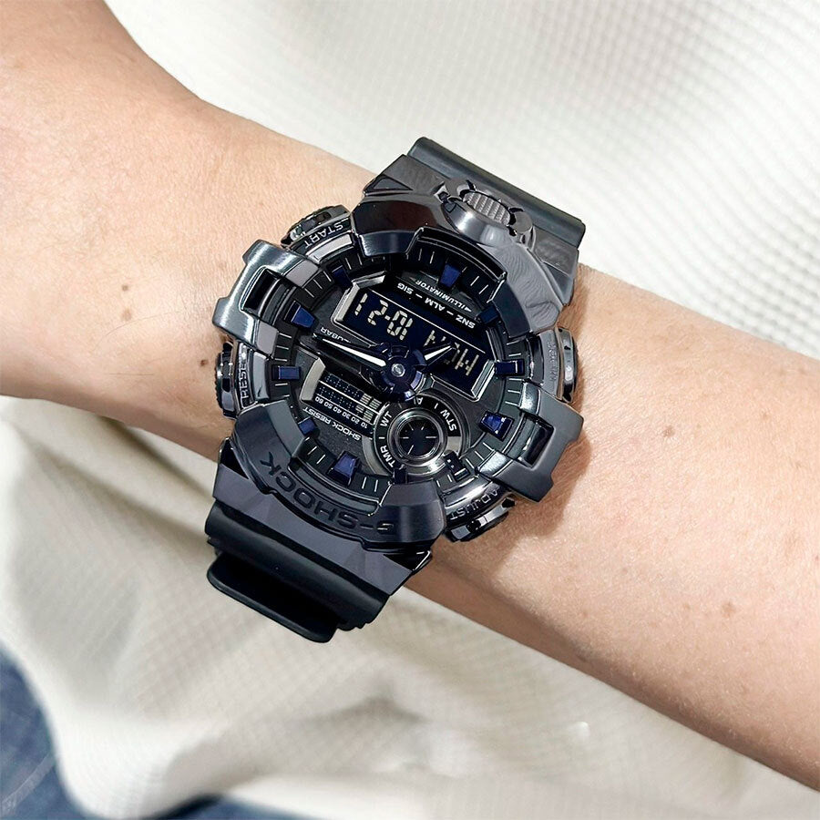 CASIO G-SHOCK GM-700P-6ADR Analog Digital Men's Watch Purple Resin Strap Metallic Bezel 200M Water Resistant