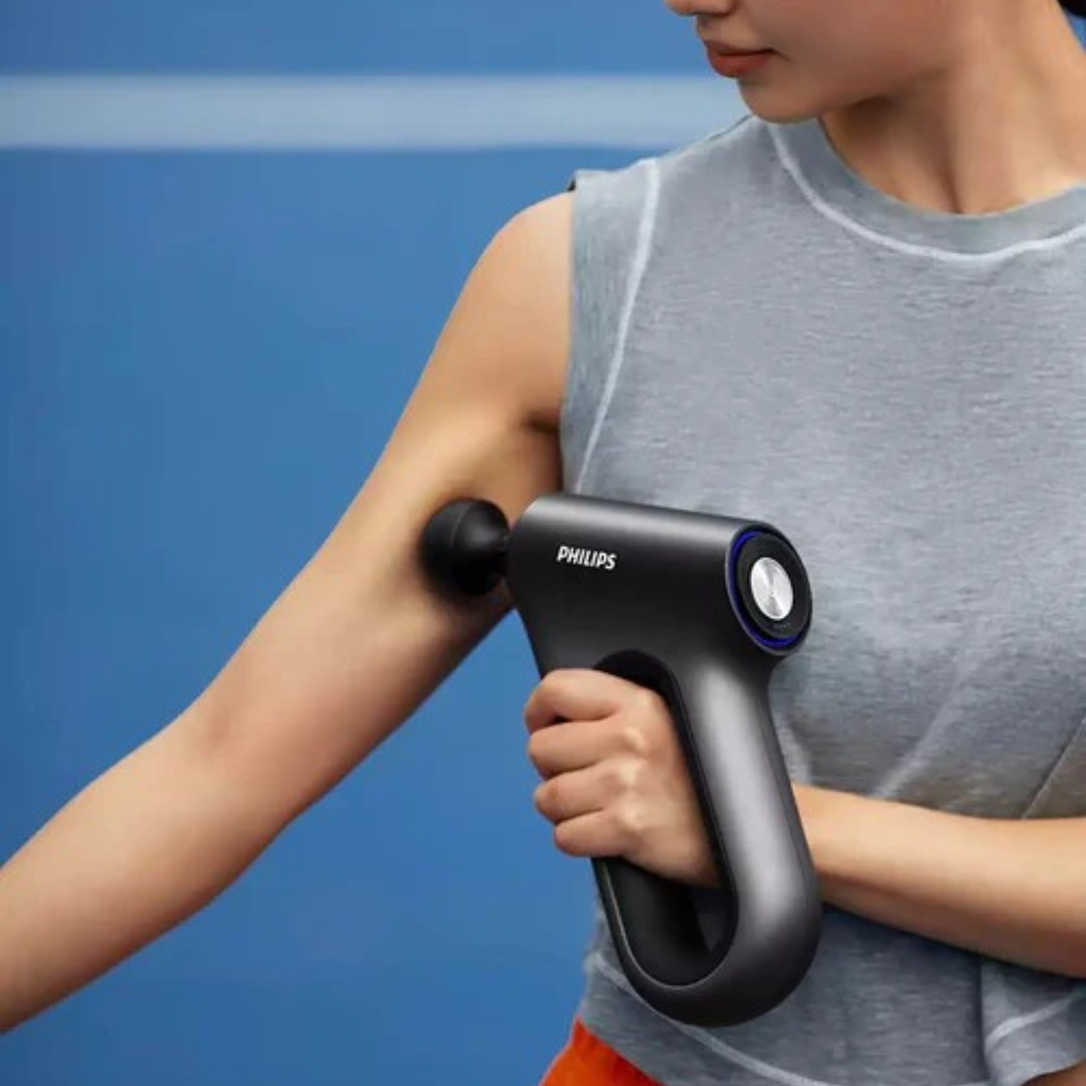 Philips PPM3202G Sports Fascia Gun – Deep Tissue Massage, 4 Heads, Quiet Motor