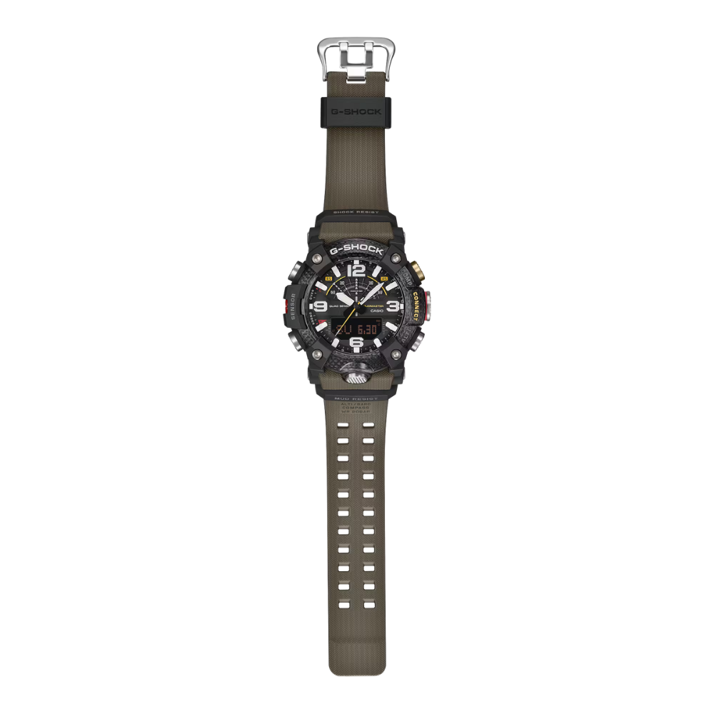 CASIO G-SHOCK GG-B100X-1A3DR MUDMASTER Analog Digital Men's Watch Green Resin Strap Bluetooth Quad Sensor 200M Water Resistant