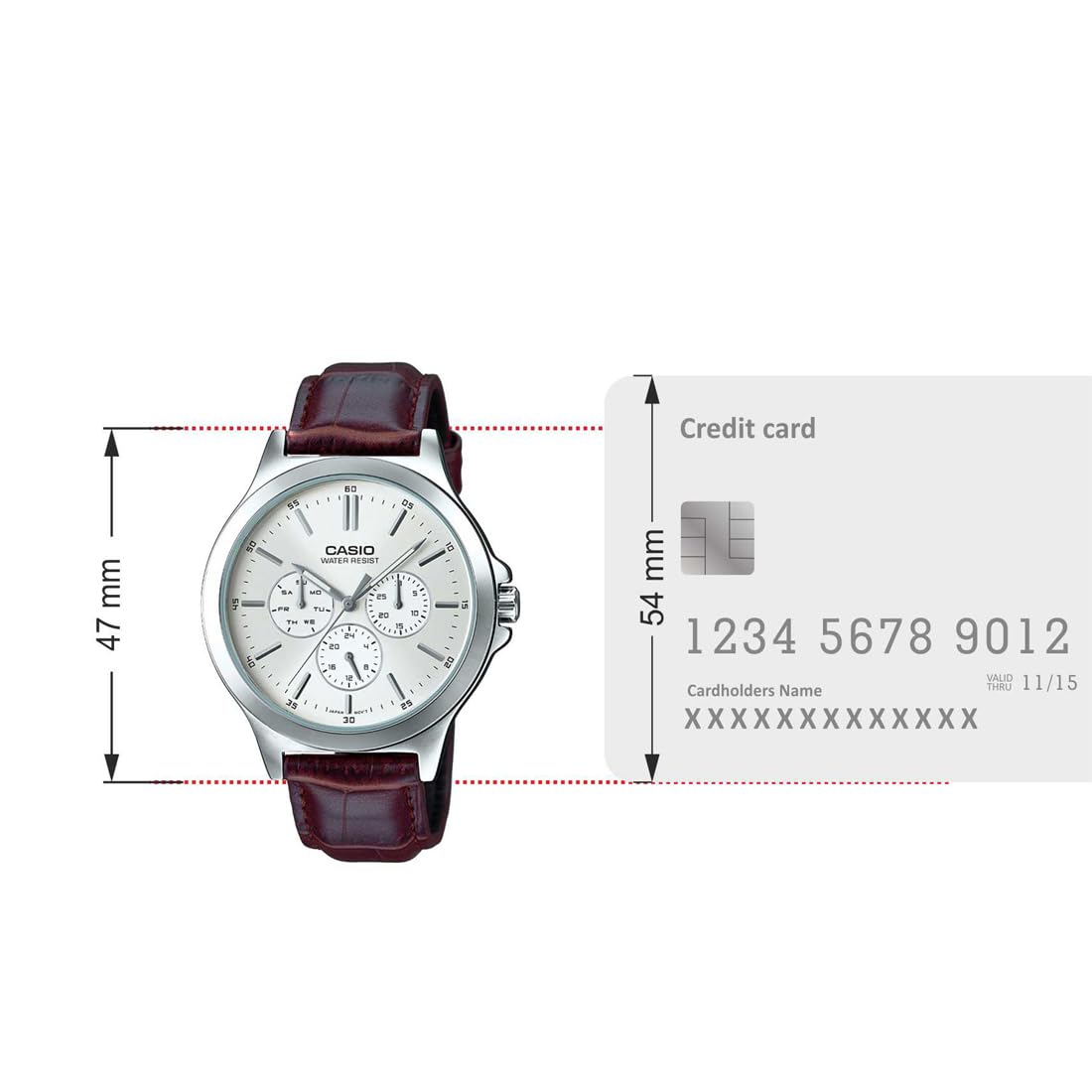 CASIO MTP-V300L Series Standard Analog Men’s Watch – Stainless Steel Case, Genuine Leather Band, Multi-Hand Chronograph Design, Quartz Movement, 50M Water Resistance, Mineral Glass – Men’s Classic Business Watch