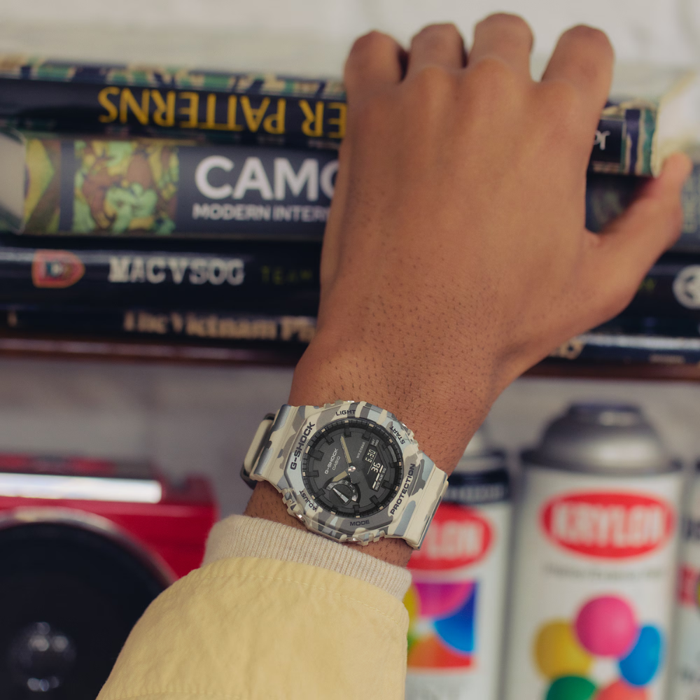 CASIO G-SHOCK GA-2100CM-5ADR Analog Digital Men's Watch Brown Camouflage Resin Strap 200M Water Resistant