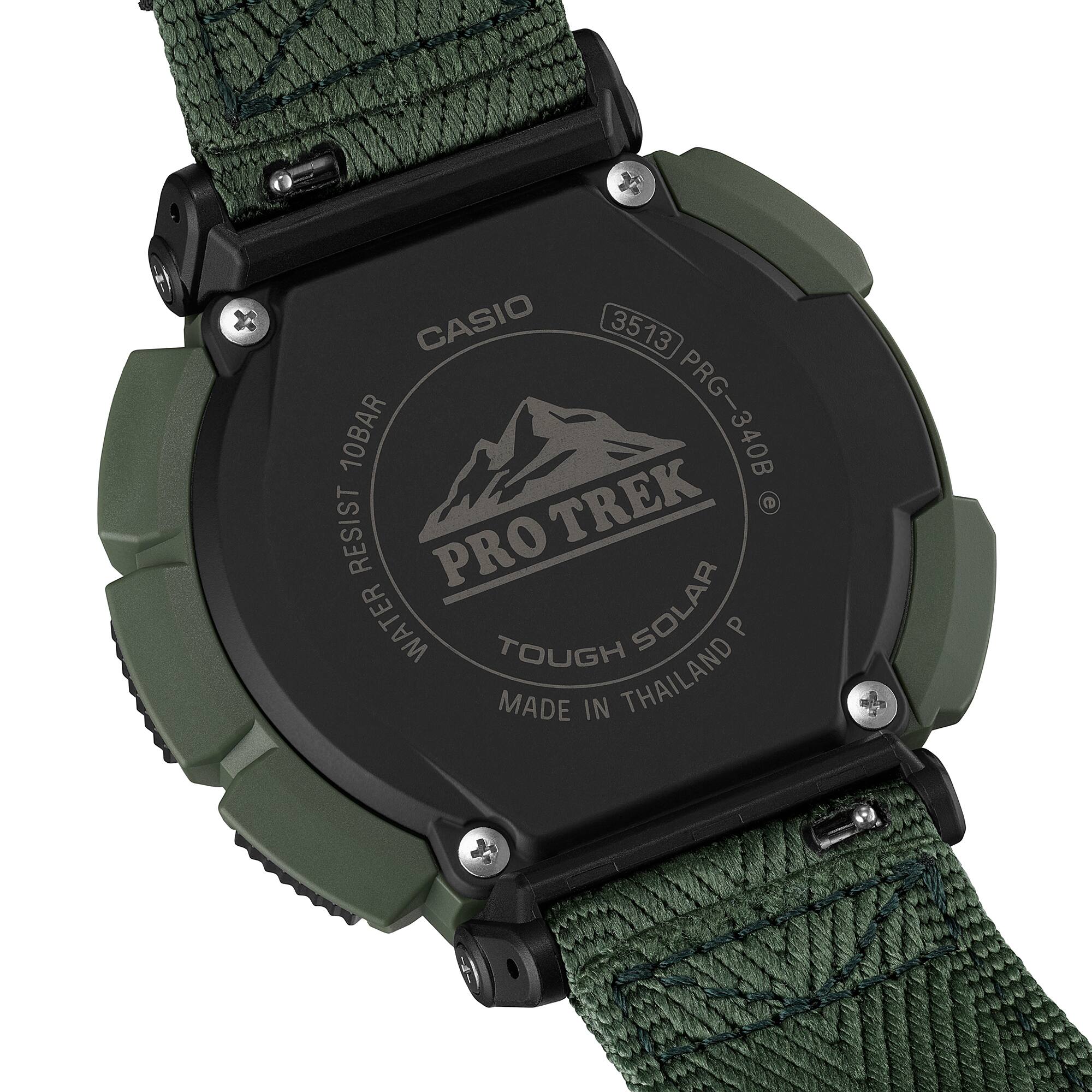 Casio PRO TREK PRG-340B-3DR Men’s Solar Triple Sensor Green Outdoor Watch, Tough Solar, 100M Water Resistant