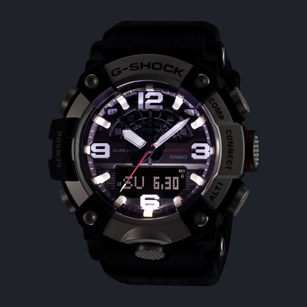 CASIO G-SHOCK GG-B100XMB-1ADR MUDMASTER Analog Digital Men's Watch Black Ion Plated Bezel Bluetooth Quad Sensor 200M Water Resistant