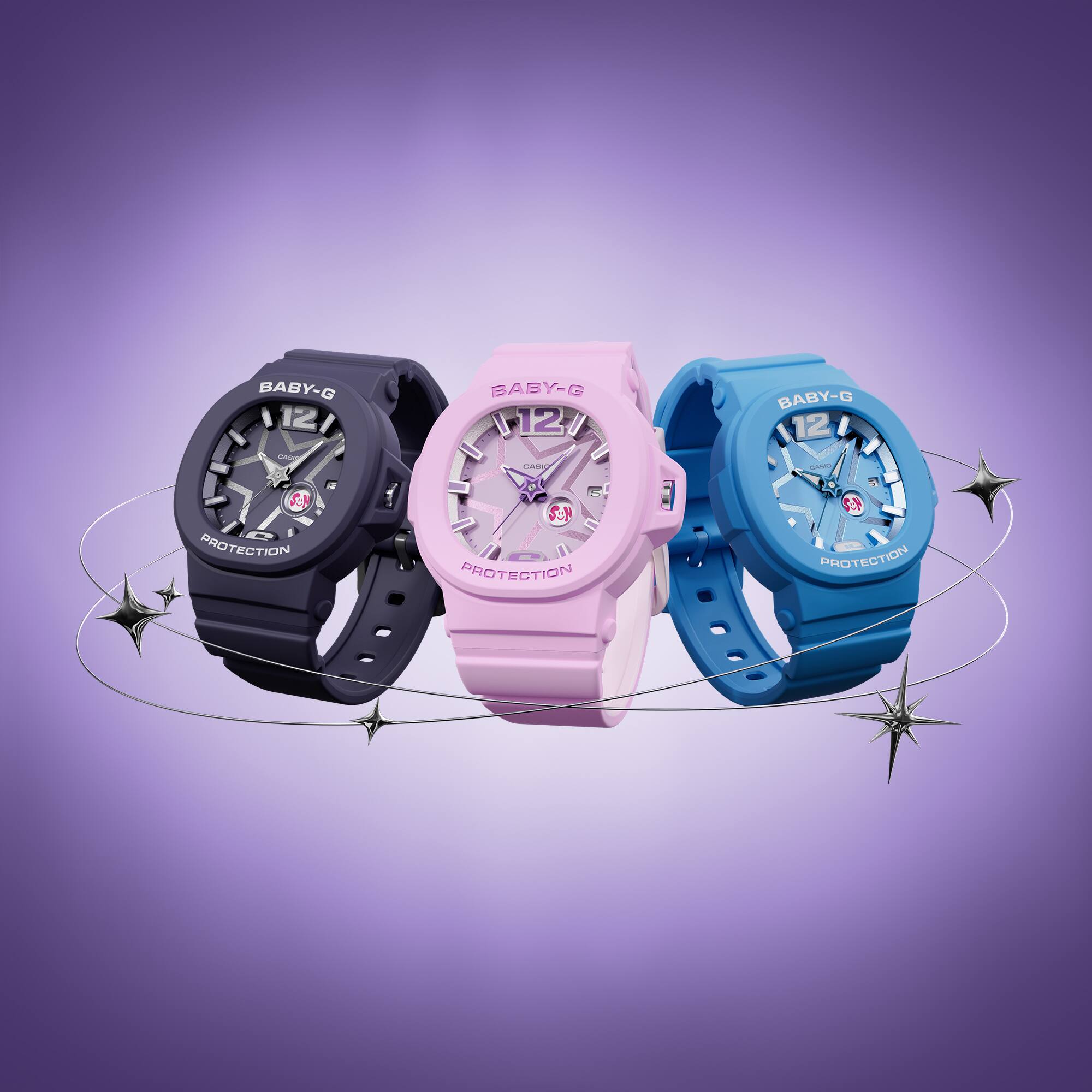 Casio BABY-G Analog Women’s Watch, Shock Resistant, 100m Water Resistant, Star Dial, Navy Blue, BGA-10D-2A1