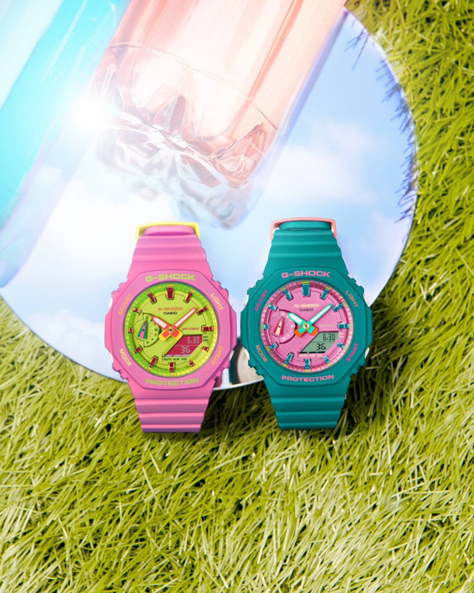 CASIO G‑SHOCK GMA‑S2100BS‑3ADR Women’s Analog‑Digital Watch – Translucent Green Resin, Slim Octagonal Case, Carbon Core Guard, 200 M Water Resistant