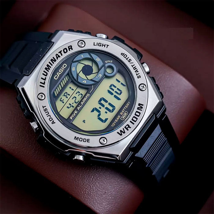 CASIO MWD-100H Series Standard Digital Men’s Watch – LED Backlight, Dual Time, Stopwatch, Countdown Timer, 100M Water Resistance, Alarm, Long Battery Life, Resin Case & Strap – Sports Outdoor Watch