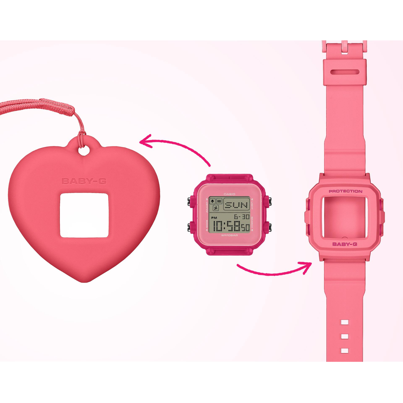Casio G-SHOCK BABY-G+PLUS Digital Women’s Watch with Heart-Shaped Holder, Shock Resistant, 100m Water Resistant, Blue, BGD-10KH-2B