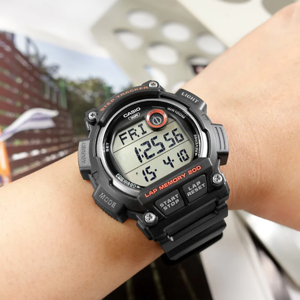 CASIO WS-2100H Series Standard Digital Watch – 10-Year Battery, World Time, Dual Time, LED Light, 100M Water Resistance, Stopwatch & Alarm – Men’s Sports Outdoor Watch