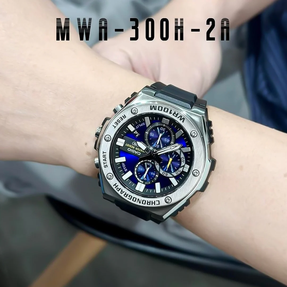 CASIO MWA-300H Series Standard Analog Men’s Watch – Stainless Steel Bezel, LED Light, 100M Water Resistance, Quartz Movement, Long Battery Life, Resin Case & Strap – Men’s Classic Sports Watch