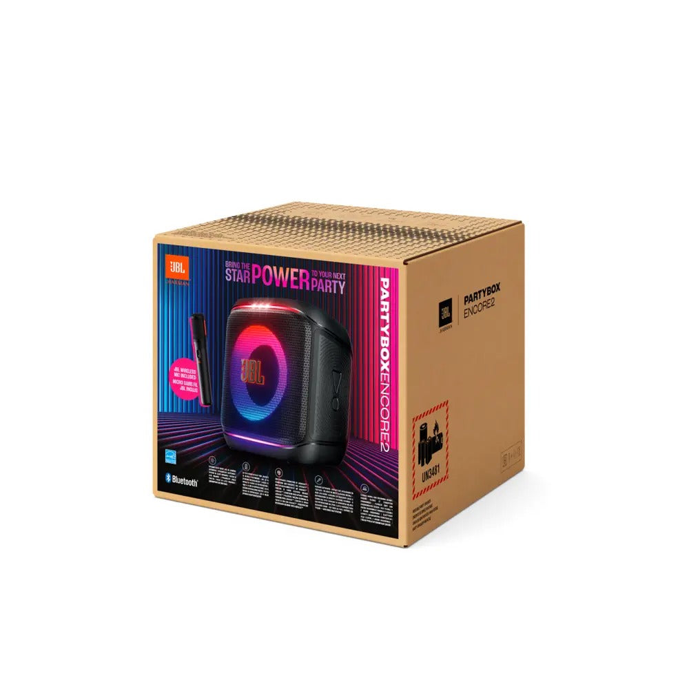مكبر صوت JBL PARTYBOX ENCORE ESSENTIAL المحمول للحفلات مع ميكروفون لاسلكي