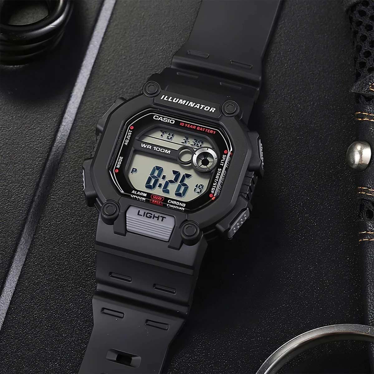 CASIO W-737H Series Standard Digital Youth Watch – 10-Year Battery, Super LED Backlight, Dual Time, Stopwatch, Countdown Timer, 100M Water Resistance, Shock-Resistant Resin Case – Men’s Sports Digital Watch
