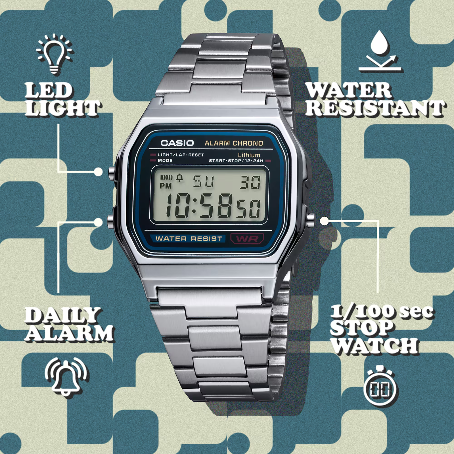 CASIO A158WA-1DF VINTAGE MODEL UNISEX WATCHES
