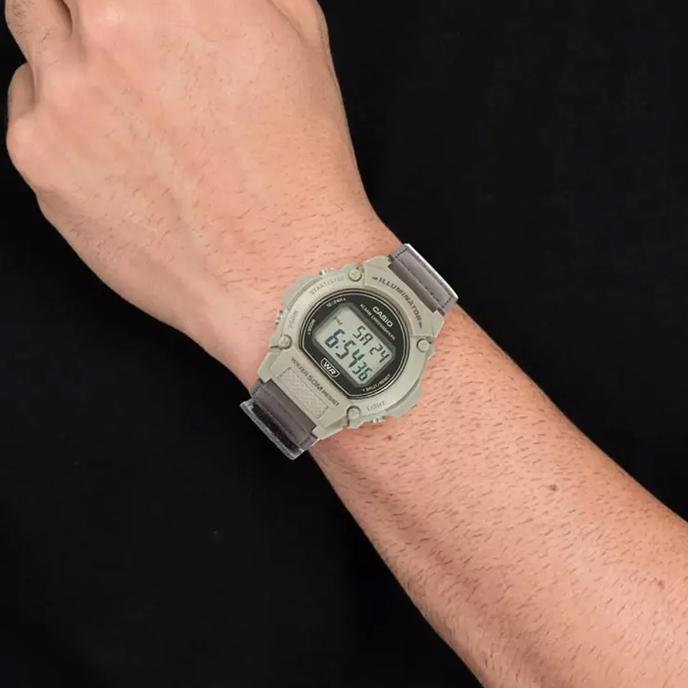 CASIO W-219HB Series Standard Digital Watch – Classic Retro Design, LED Backlight, Stopwatch, Alarm, 50M Water Resistance, Resin Case, Fabric Band, Long Battery Life – Men’s Casual Sports Digital Watch