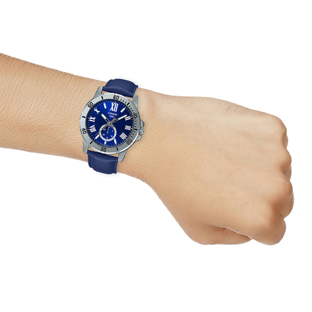 CASIO MTP-VD200L Series Standard Analog Men’s Watch – Stainless Steel Case, Genuine Leather Band, Date Display, Quartz Movement, 50M Water Resistance, Mineral Glass – Men’s Classic Business Watch