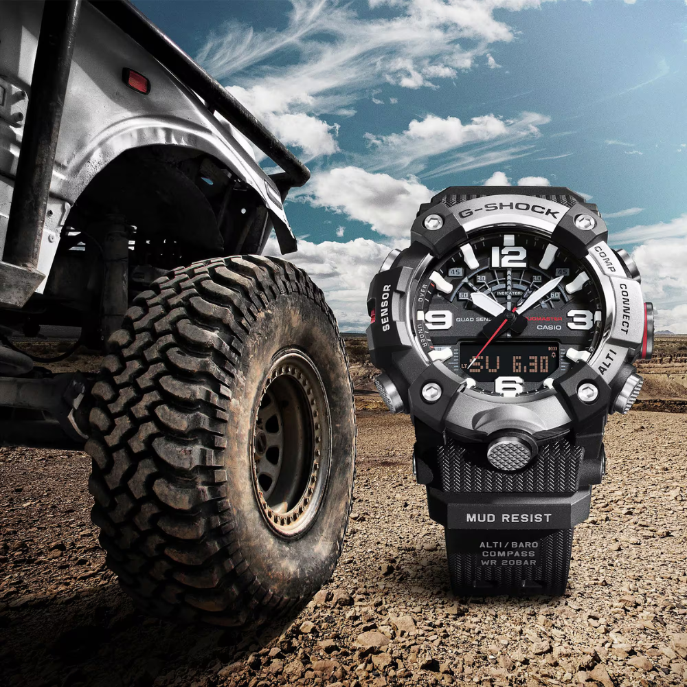 CASIO G-SHOCK GG-B100XMB-1ADR MUDMASTER Analog Digital Men's Watch Black Ion Plated Bezel Bluetooth Quad Sensor 200M Water Resistant