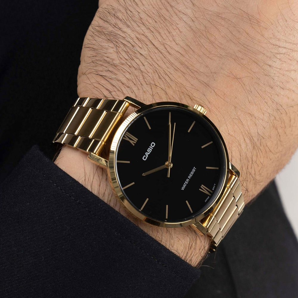 CASIO MTP-VT01G Series Men’s Analog Watch – Gold Stainless Steel, Minimalist Dial, Quartz Movement, Slim Classic Design, Water Resistant