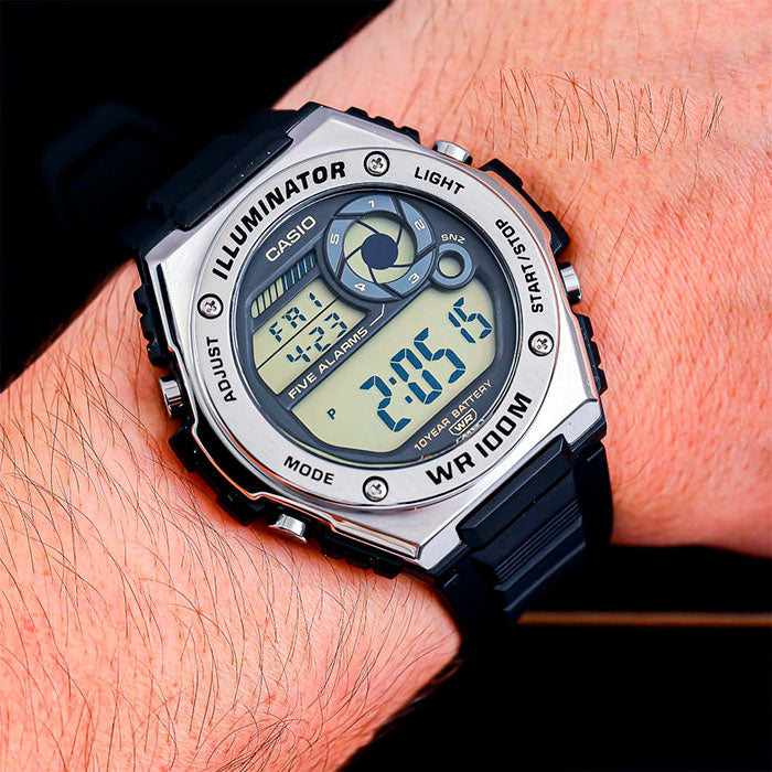 CASIO MWD-100H Series Standard Digital Men’s Watch – LED Backlight, Dual Time, Stopwatch, Countdown Timer, 100M Water Resistance, Alarm, Long Battery Life, Resin Case & Strap – Sports Outdoor Watch