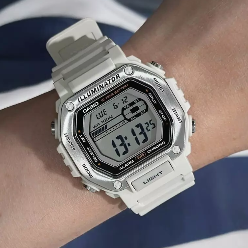CASIO MWD-110H Series Men’s Digital Watch – Bold Display, LED Light, 100M Water Resistance, Sport Utility Design