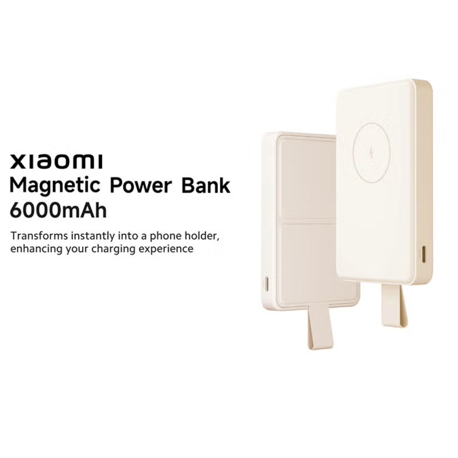 XIAOMI Magnetic Power Bank 6000mAh – Snap-On Wireless Charger, USB-C Fast Charging, Ultra-Slim Portable Battery Pack, MagSafe-Compatible for iPhone & Android