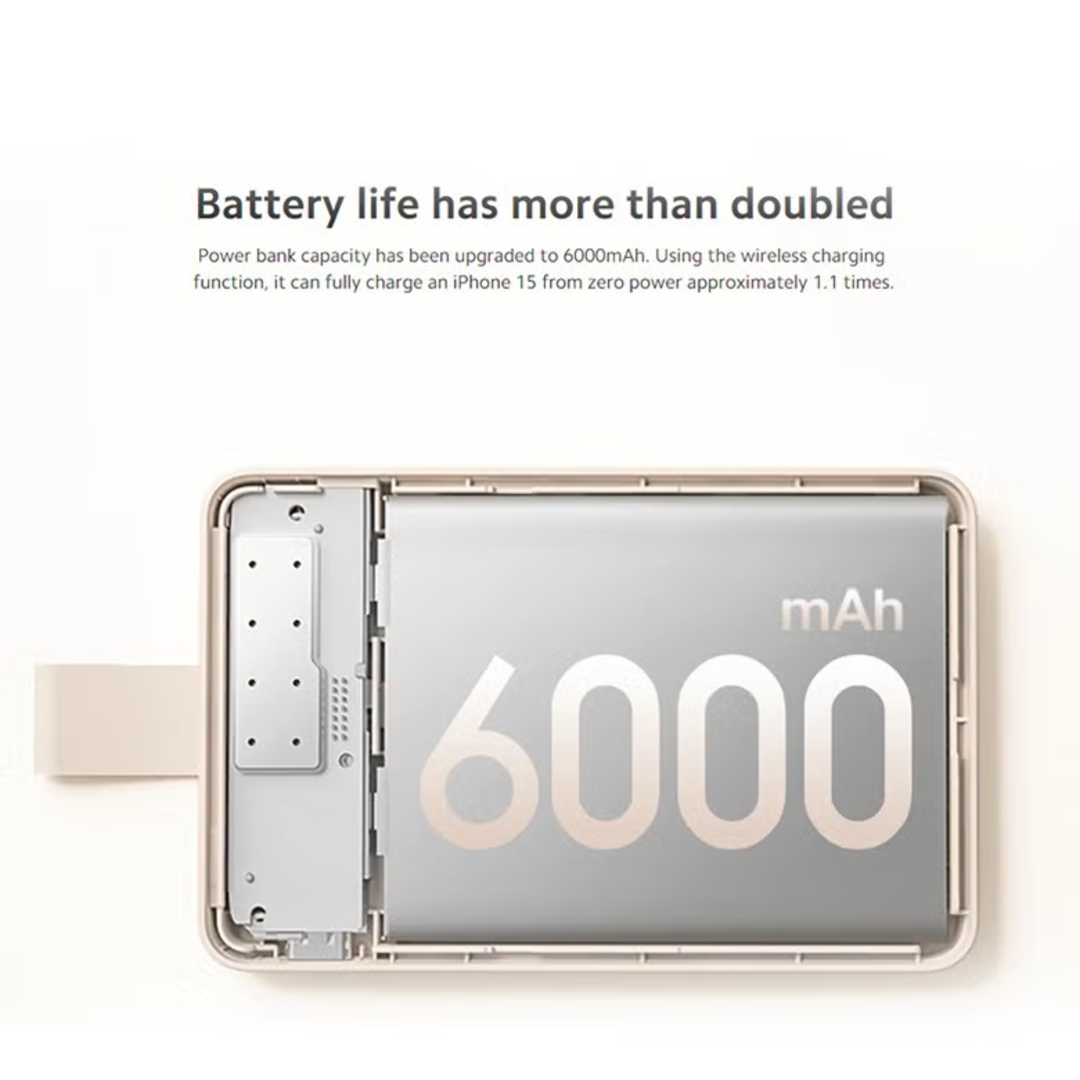 XIAOMI Magnetic Power Bank 6000mAh – Snap-On Wireless Charger, USB-C Fast Charging, Ultra-Slim Portable Battery Pack, MagSafe-Compatible for iPhone & Android