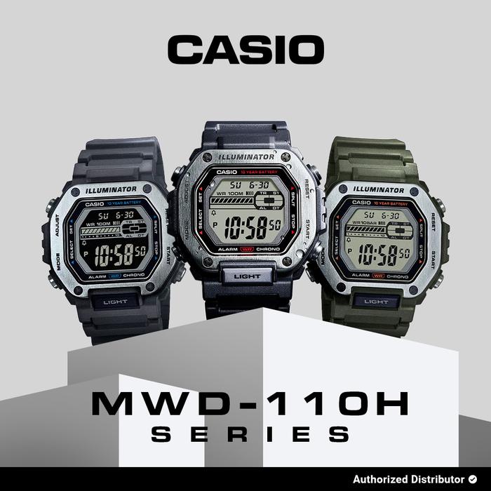 CASIO MWD-110H Series Men’s Digital Watch – Bold Display, LED Light, 100M Water Resistance, Sport Utility Design