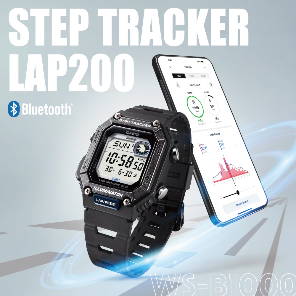 CASIO WS-B1000 Series Digital Bluetooth Watch – Smartphone Pairing, Step Tracker, Stopwatch, 100M Water Resistant, Sports & Fitness Smartwatch