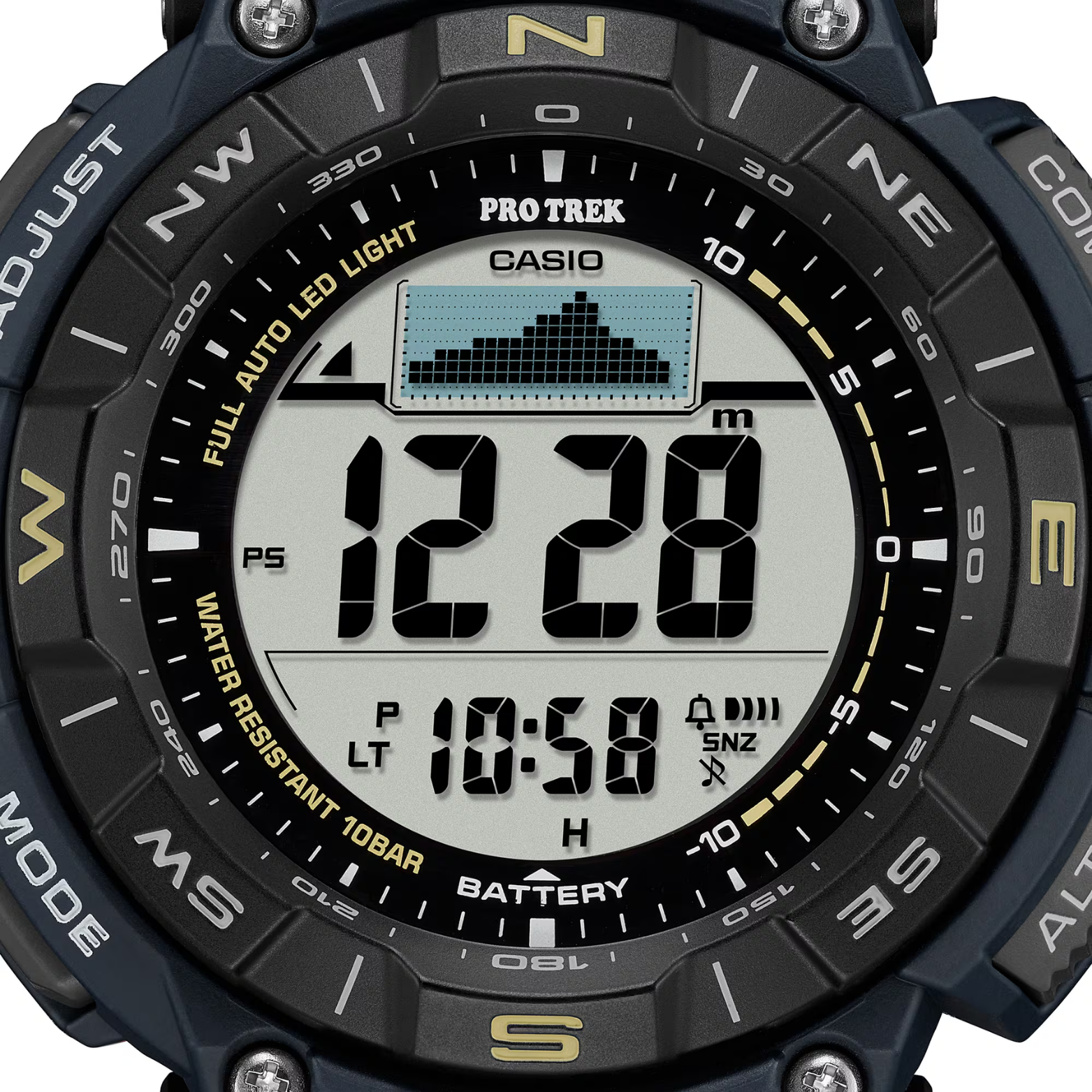 Casio Pro Trek PRG-340SC-2DR Men's Solar Outdoor Watch, Triple Sensor (Altimeter, Barometer, Compass), Bio-Based Resin Strap, Tough Solar, 100M Water Resistant