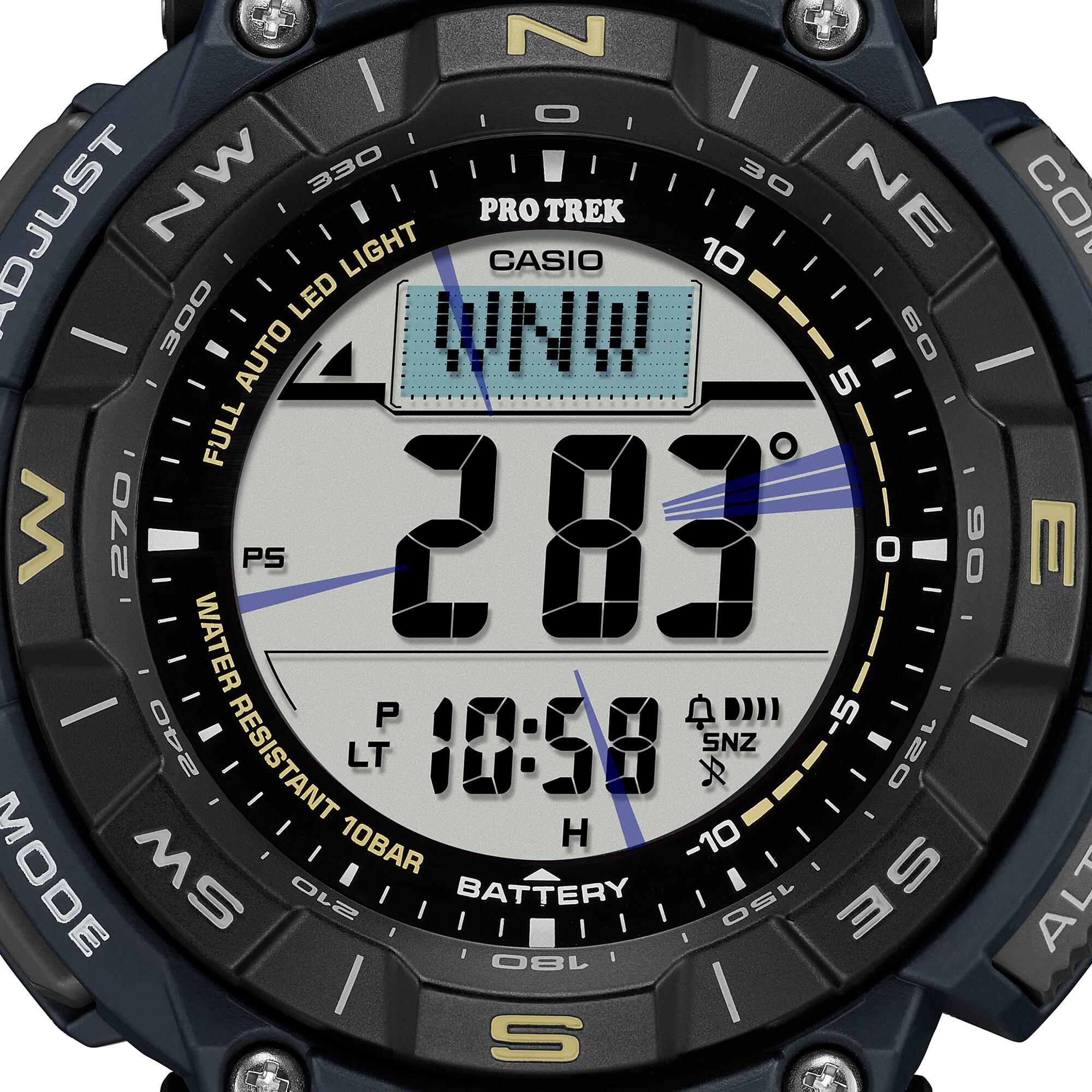 Casio Pro Trek PRG-340SC-2DR Men's Solar Outdoor Watch, Triple Sensor (Altimeter, Barometer, Compass), Bio-Based Resin Strap, Tough Solar, 100M Water Resistant