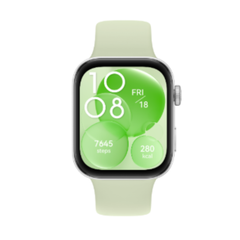 Smartwatch with a light green band on a white background