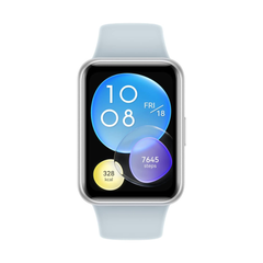 Smartwatch with a light blue band on a white background