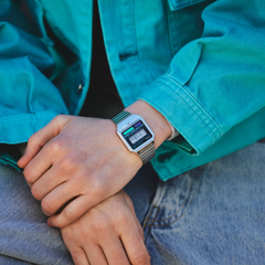 CASIO A120WE-1ADF Vintage Digital Watch – Unisex Silver Stainless Steel Retro LED Chronograph with Colored Buttons & Quartz Movement