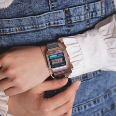 CASIO A120WE-1ADF Vintage Digital Watch – Unisex Silver Stainless Steel Retro LED Chronograph with Colored Buttons & Quartz Movement
